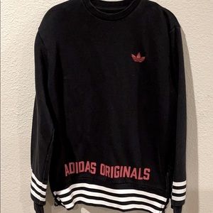 ADIDAS ORIGINAL black & Red Side Zip Crewneck